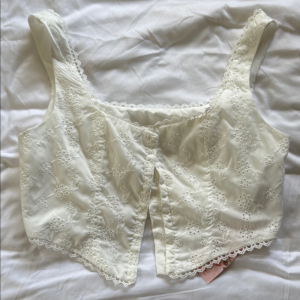 Elegant Cream Lace Crop Top